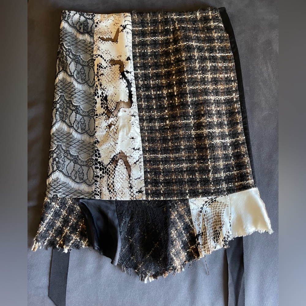 Poleci mixed fabric wrap skirt